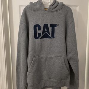 Cat Caterpillar Heavyweight Gray Hoodie, Men's Lrg